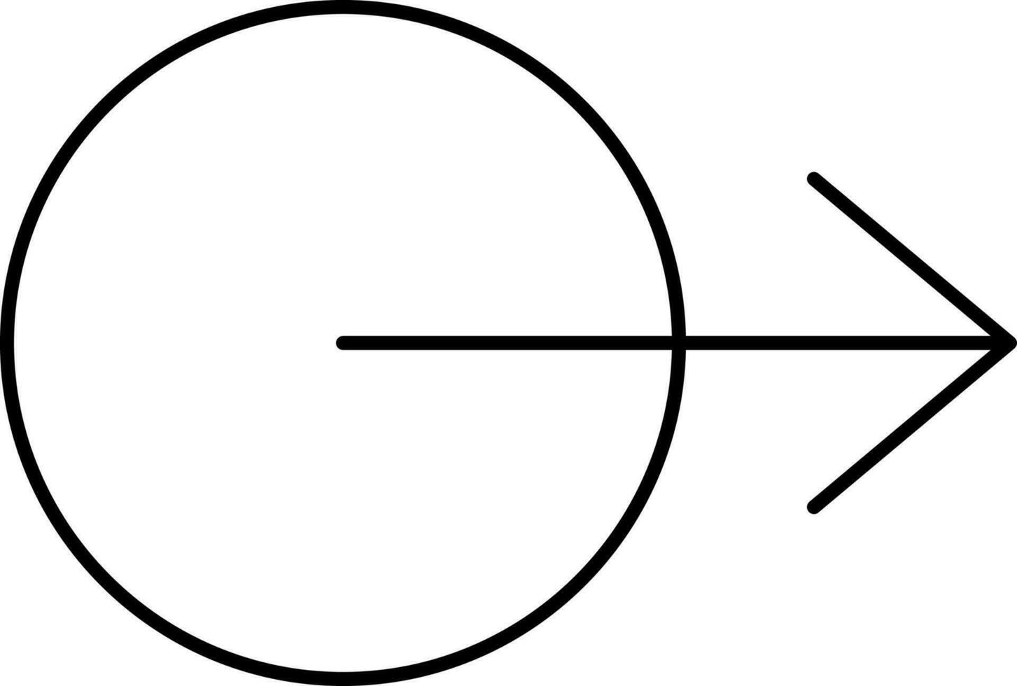 Black Stroke Circle With Right Arrow Icon. vector