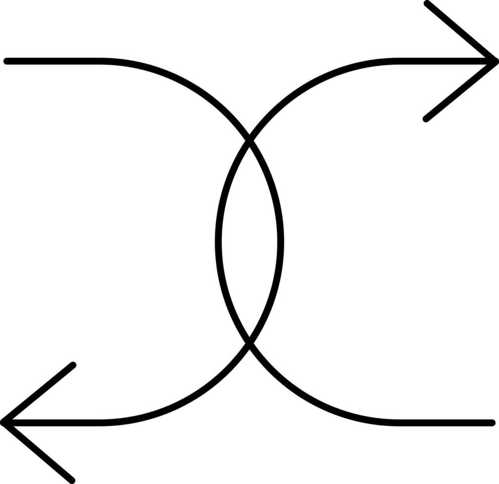 Black Illustration Of Merge Arrow Icon. vector