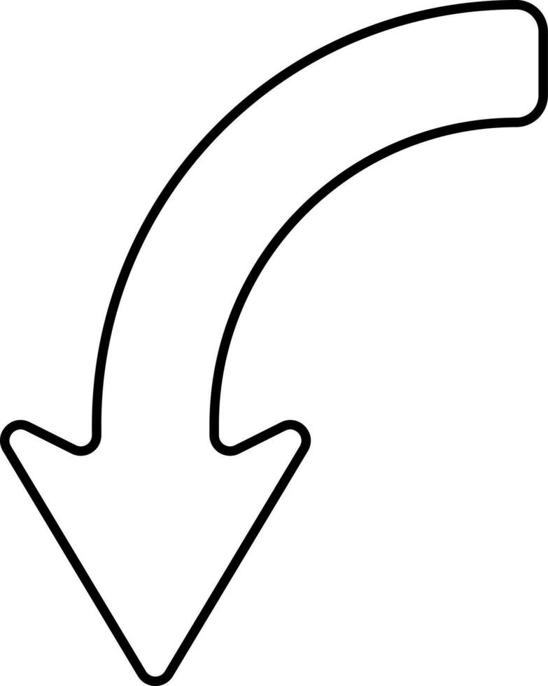 izquierda moverse abajo flecha icono en lineal estilo. vector