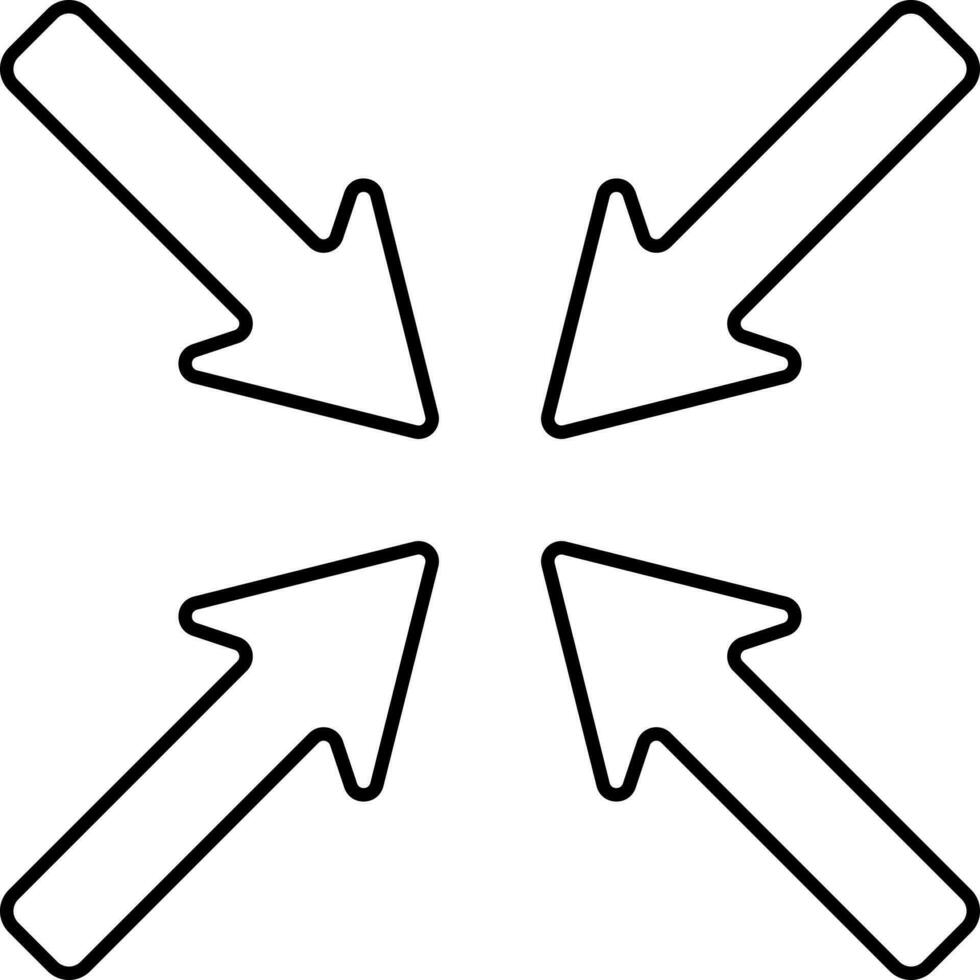 Four Center Arrow Icon In Linear Style. vector