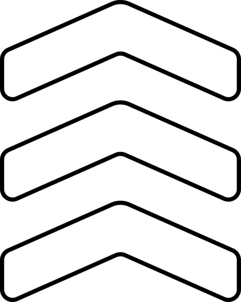 Black Three Up Triangle Arrow Line Icon. vector