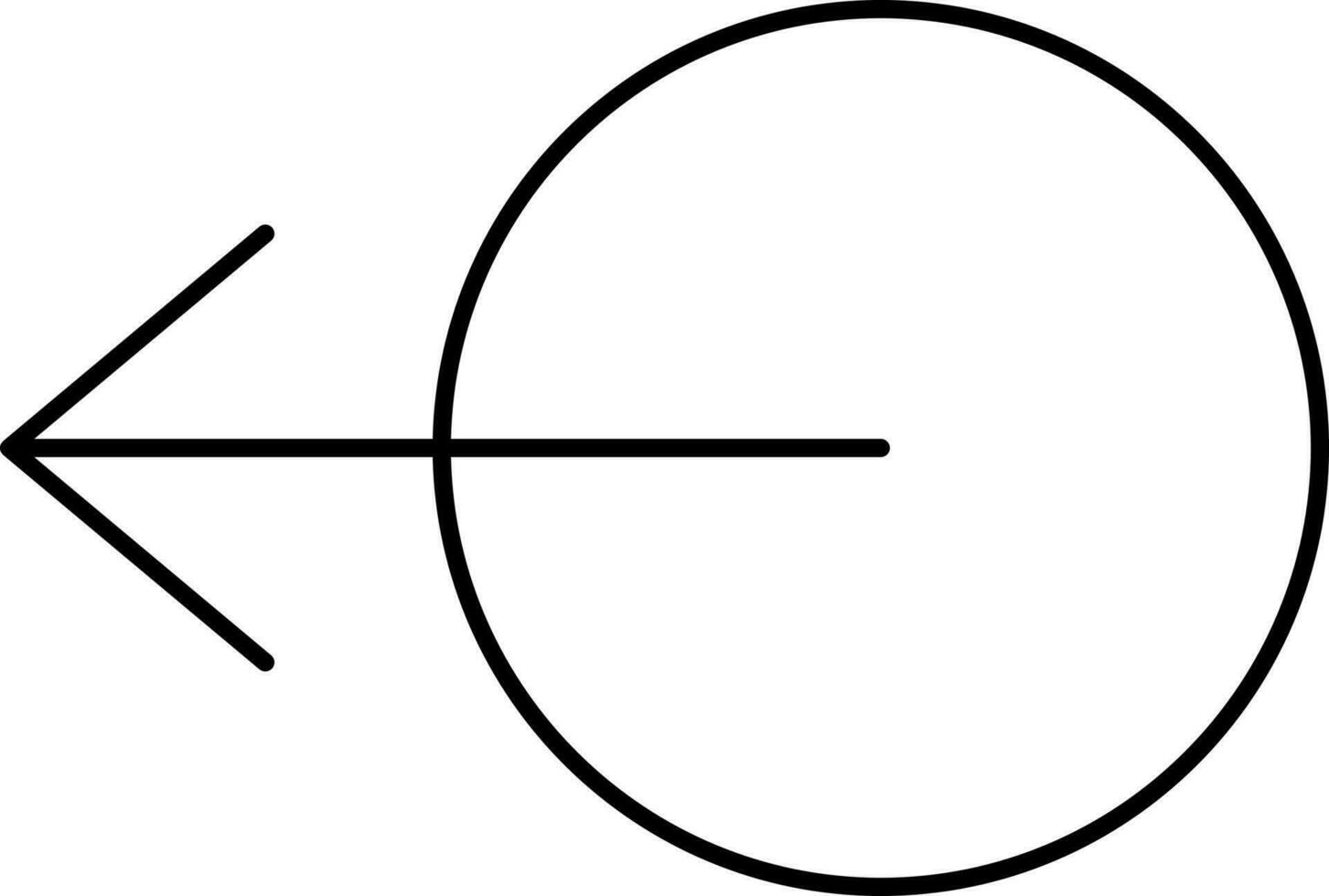 Left Arrow With Circle Black Linear Icon. vector