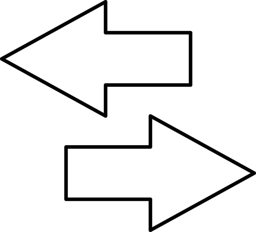Left And Right Arrow Black Stroke Icon. vector