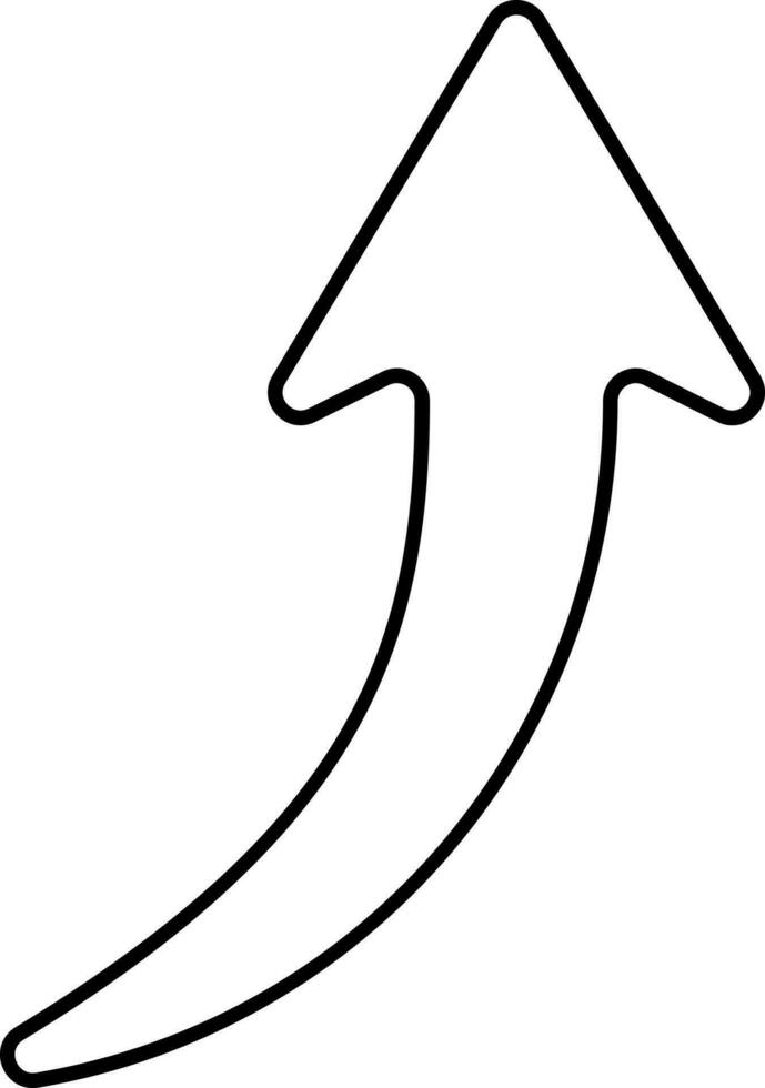 Right Up Curved Arrow Black Linear Icon. vector