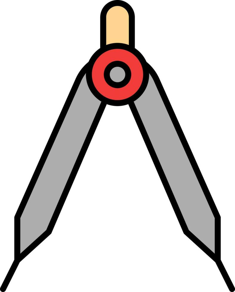 Drawing Compass Colorful Icon In Flat Style. vector