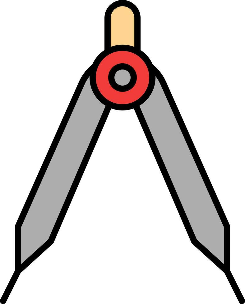 dibujo Brújula vistoso icono en plano estilo. vector