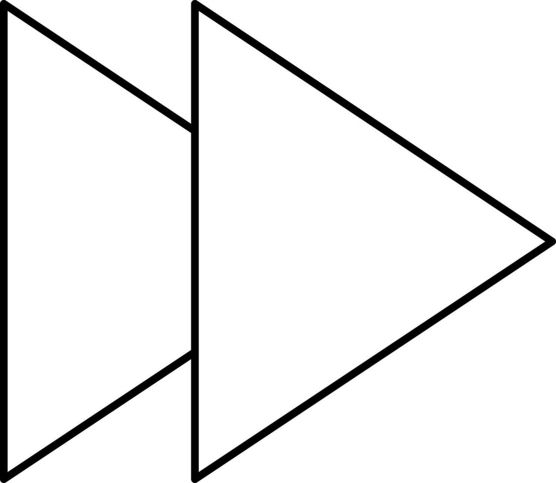 Black Thin Line Art Of Forward Arrow Icon. vector