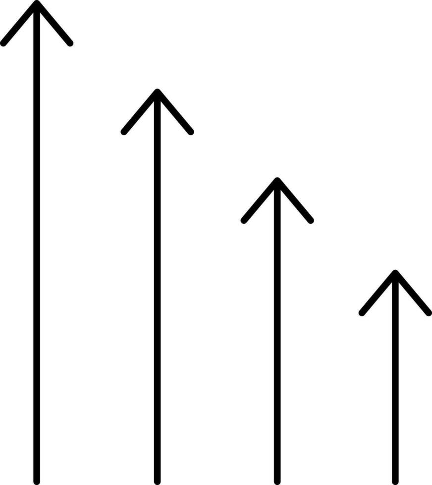 Black Four Level Arrow Icon Or Symbol. vector