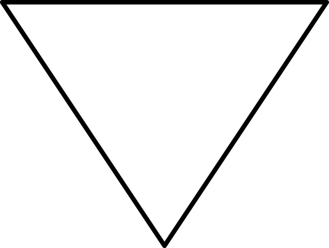 Down Arrow Triangle Icon In Black Linear Style. vector