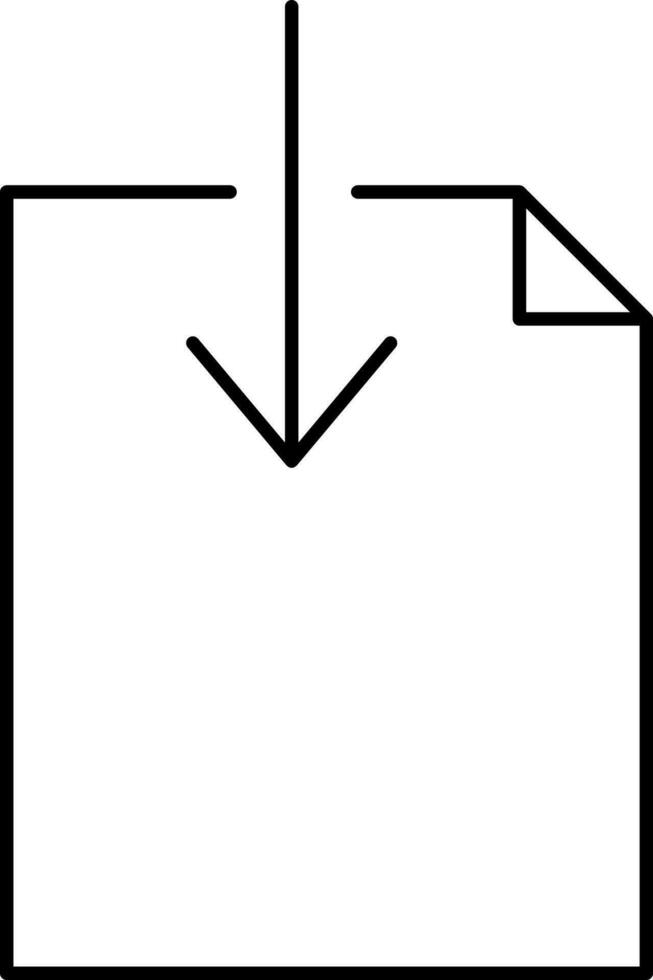 Black Down Arrow With File Icon In Linear Style. vector