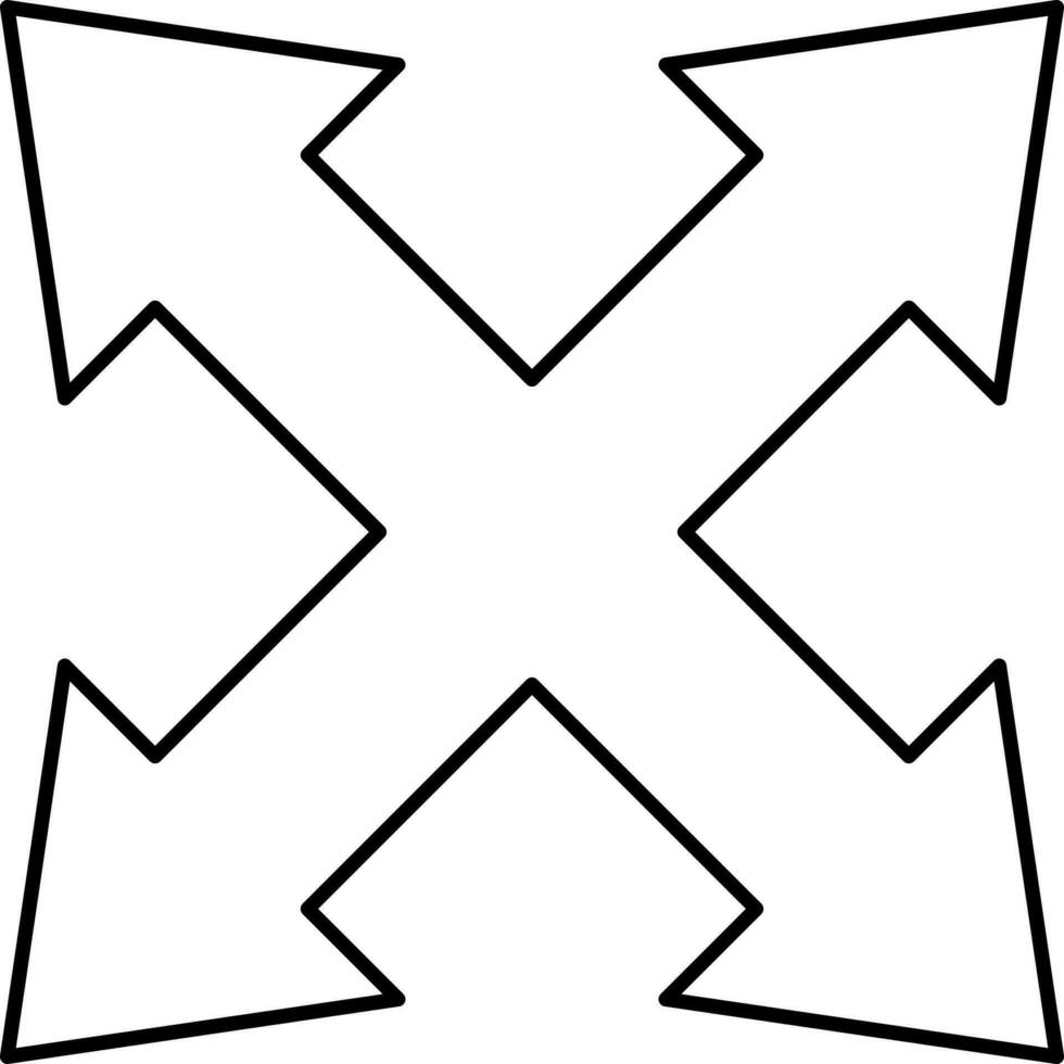 cuatro dirección flecha icono en negro describir. vector