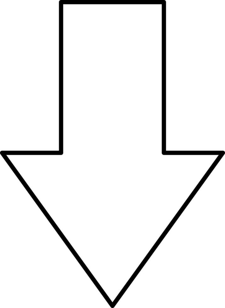 Isolated Down Arrow Icon In Black Linear Style. vector