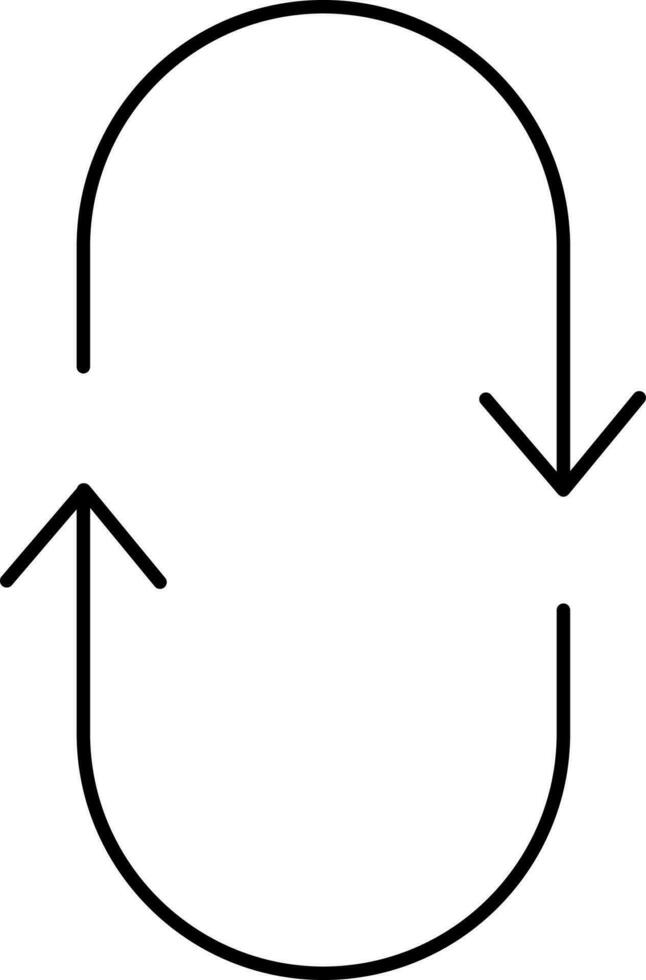 Oval Rotate Arrow Icon Black Line Art. vector