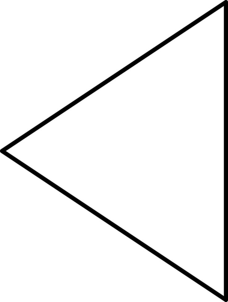 Left Triangle Arrow Icon In Black Thin Line Art. vector