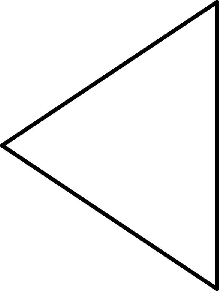 Left Triangle Arrow Icon In Black Thin Line Art. vector