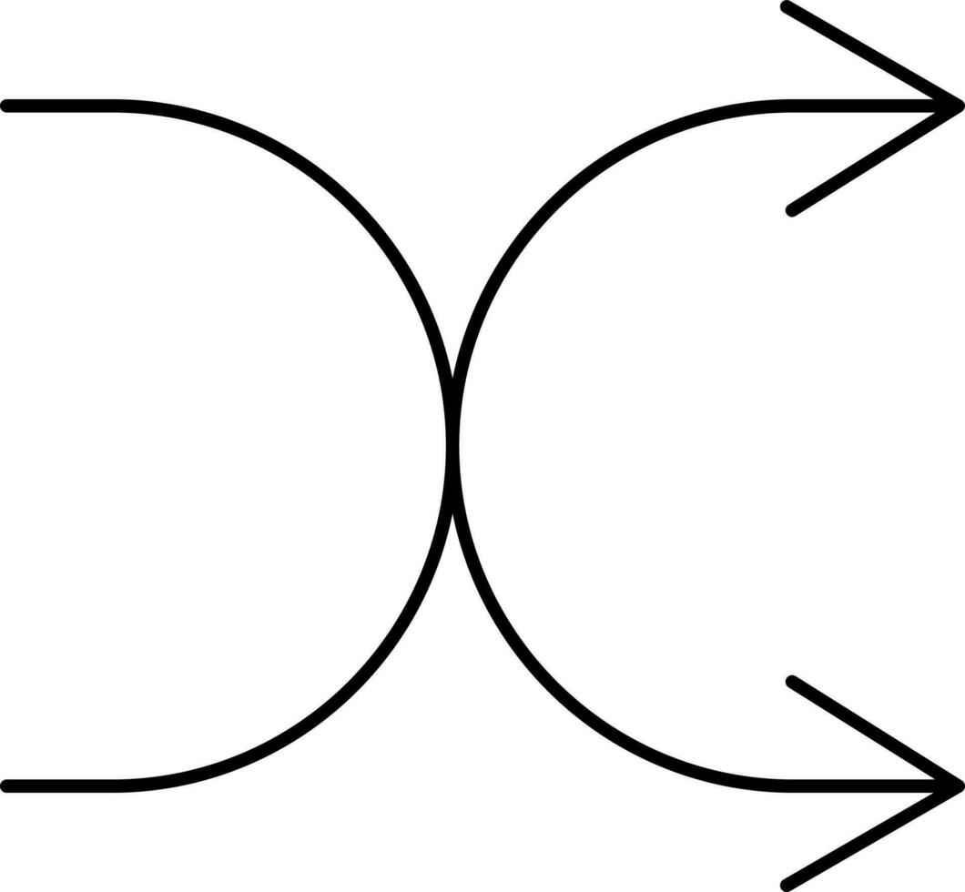 Black Thin Line Art Of Shuffle Arrow Icon. vector