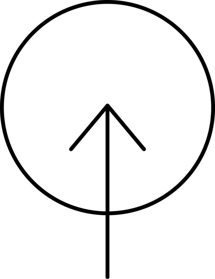 Up Arrow With Circle Black Thin Linear Icon. vector