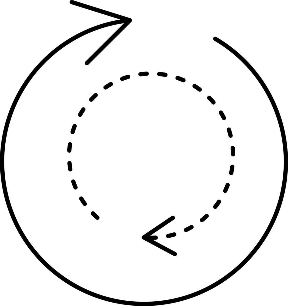 Circular Rotate Arrow With Dotted Line Icon. vector