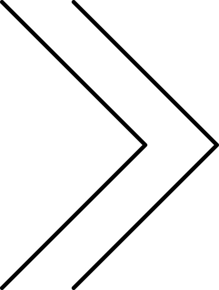 Black Linear Style Twin Right Arrow Icon. vector