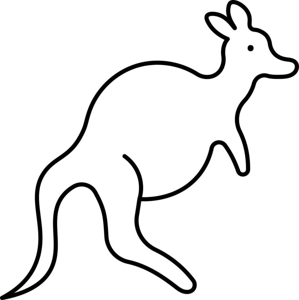 Black Line Art Illustration Of Kangaroo Character Icon. vector