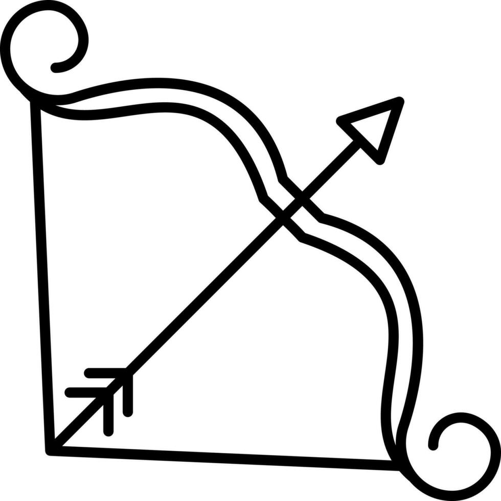 Arrow With Bow Icon Or Symbol In Line Art. vector