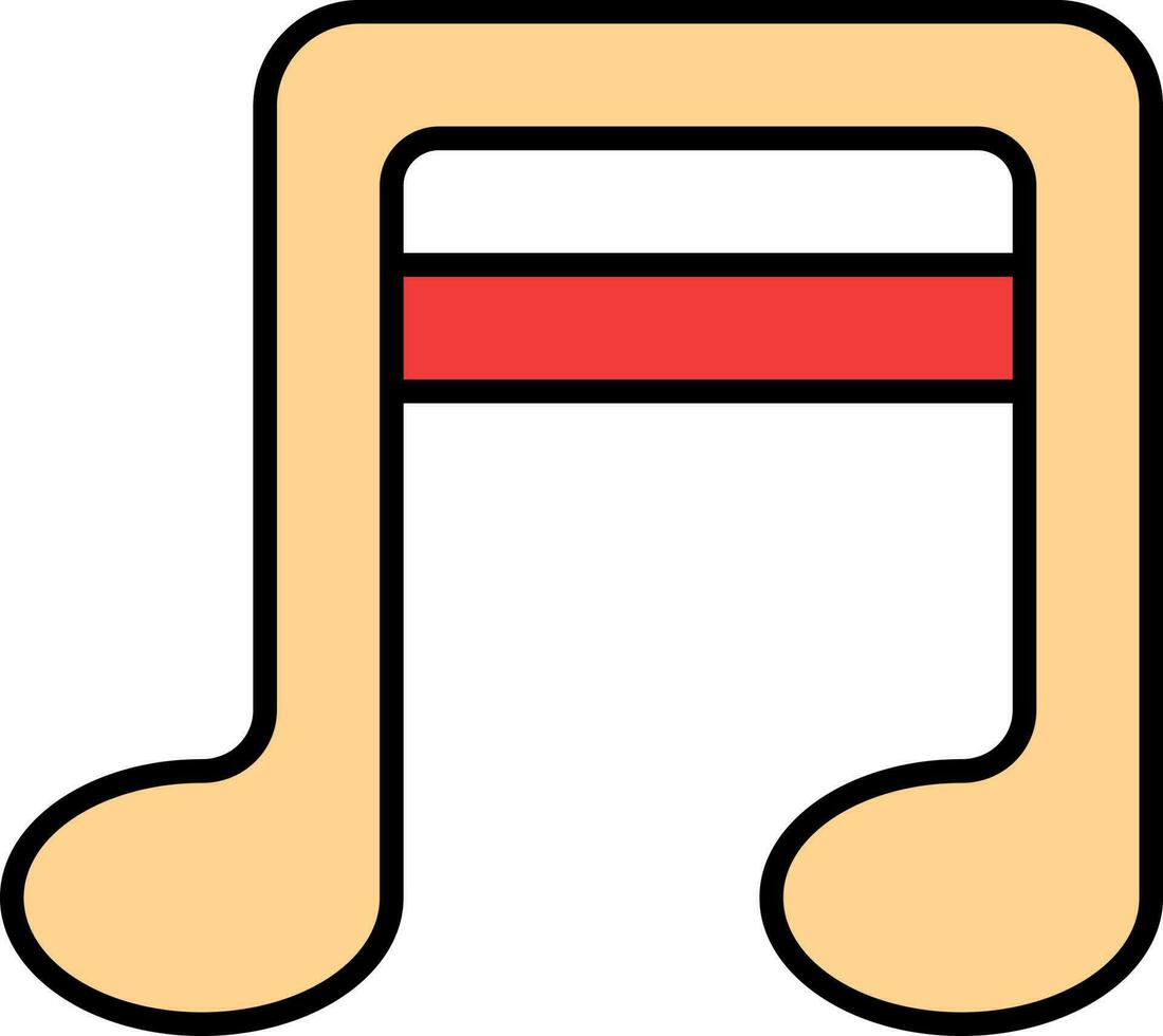 Quaver Music Symbol Or Icon In Red And Peach Color. vector