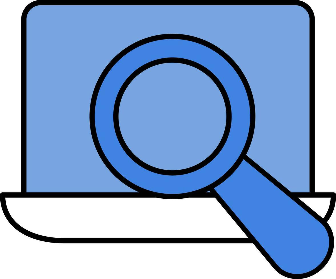 Search Laptop Icon Or Symbol In Blue Color. vector