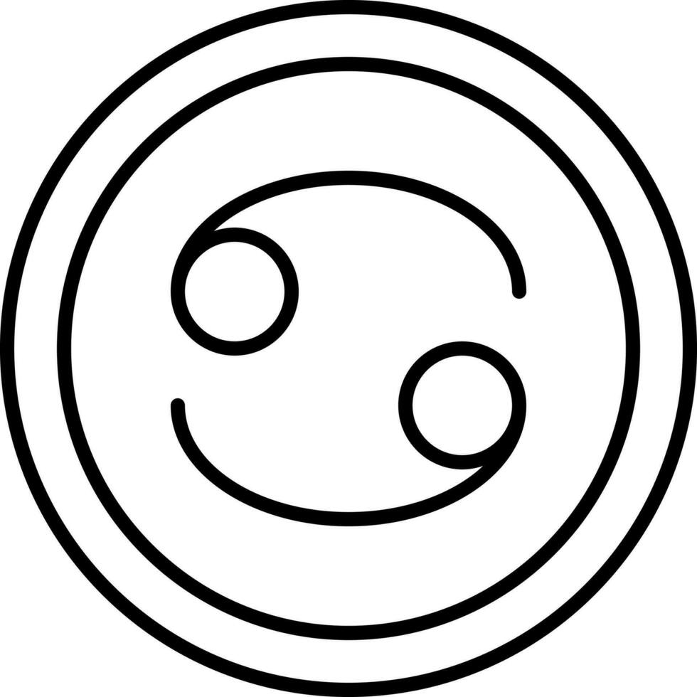 Linear Style Cancer Zodiac Symbol On Round Icon. vector