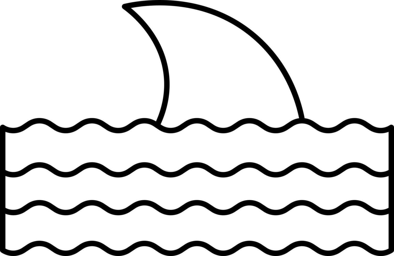 Shark In Water Stroke Icon Or Symbol. vector