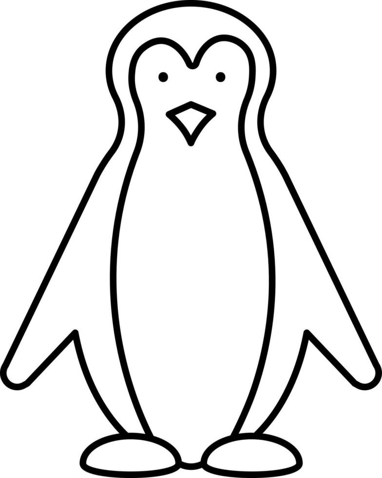 Cartoon Penguin Character Thin Line Icon. vector