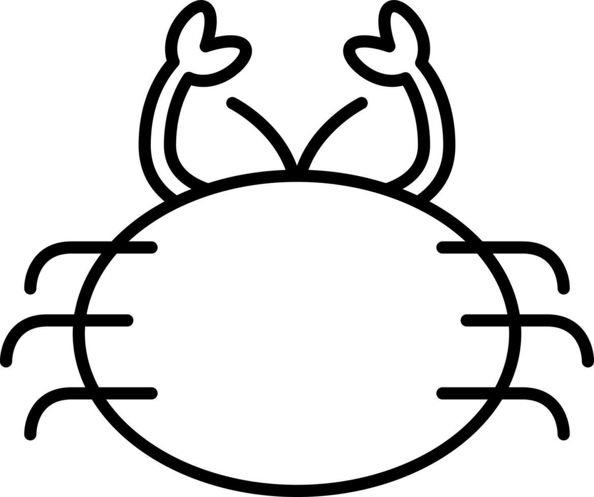 Illustration Of Crab Icon In Black Line Art. vector