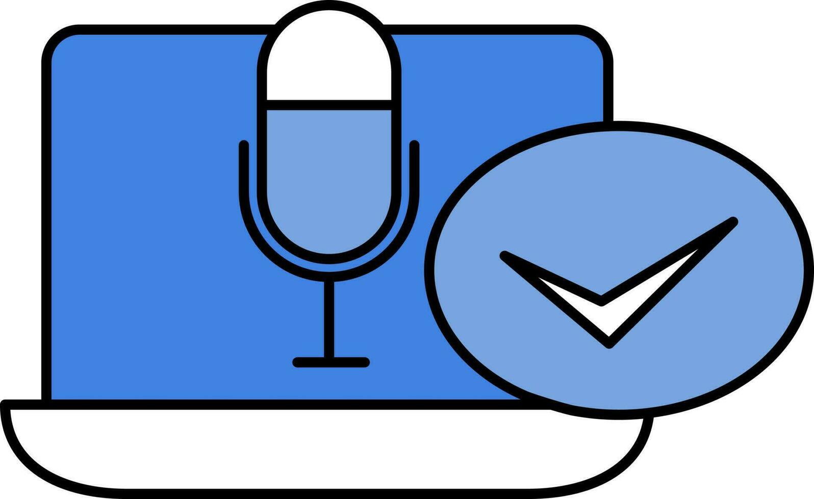 Mic Check Or Connect In Laptop Blue And White Icon. 24145174 Vector Art