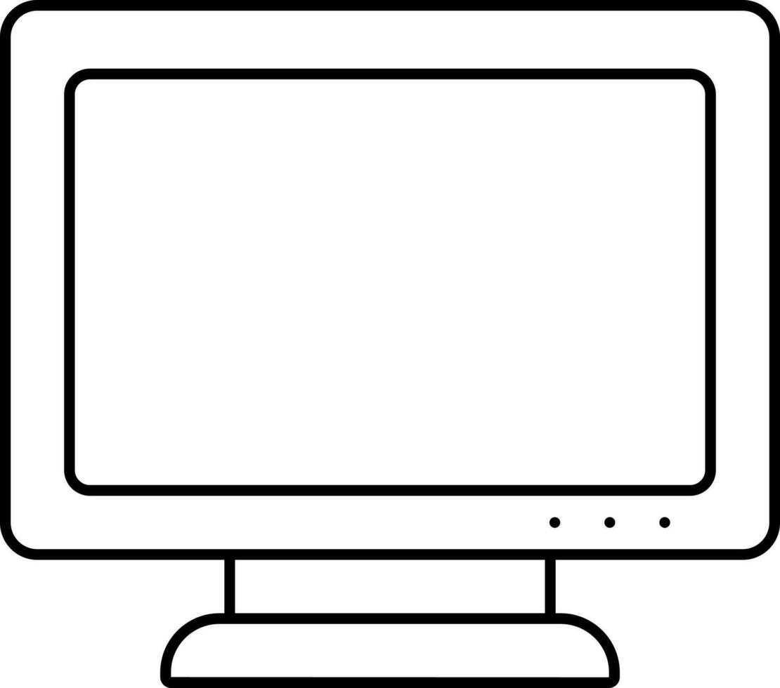 Black Linear Style Computer Icon. vector