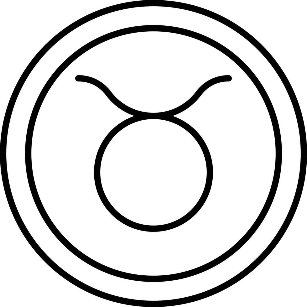 Linear Style Taurus Zodiac Symbol On Round Icon. vector