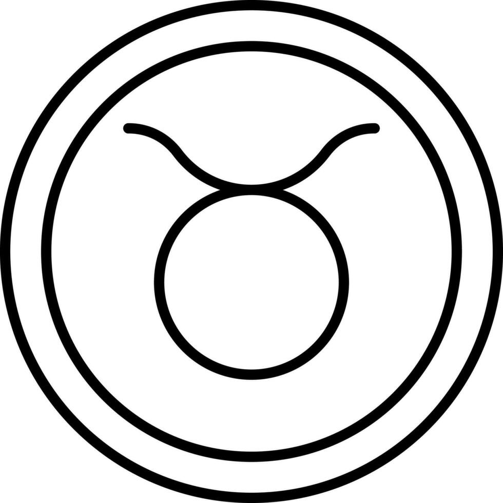 Linear Style Taurus Zodiac Symbol On Round Icon. vector