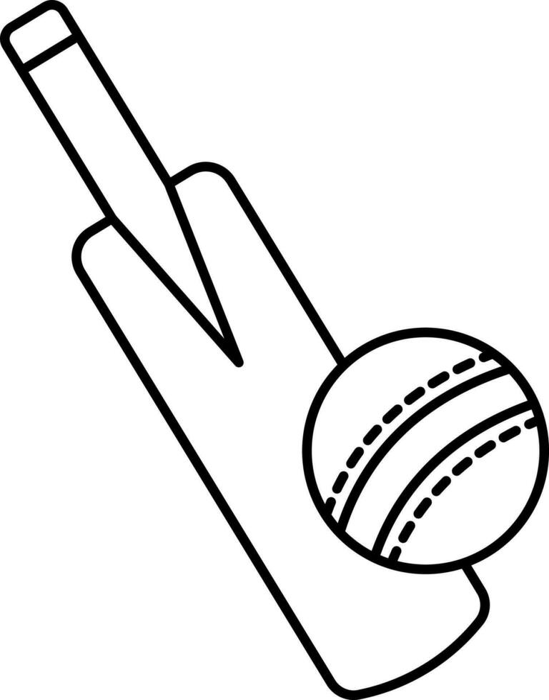 Cricket Bat With Ball Icon In Line Art. vector