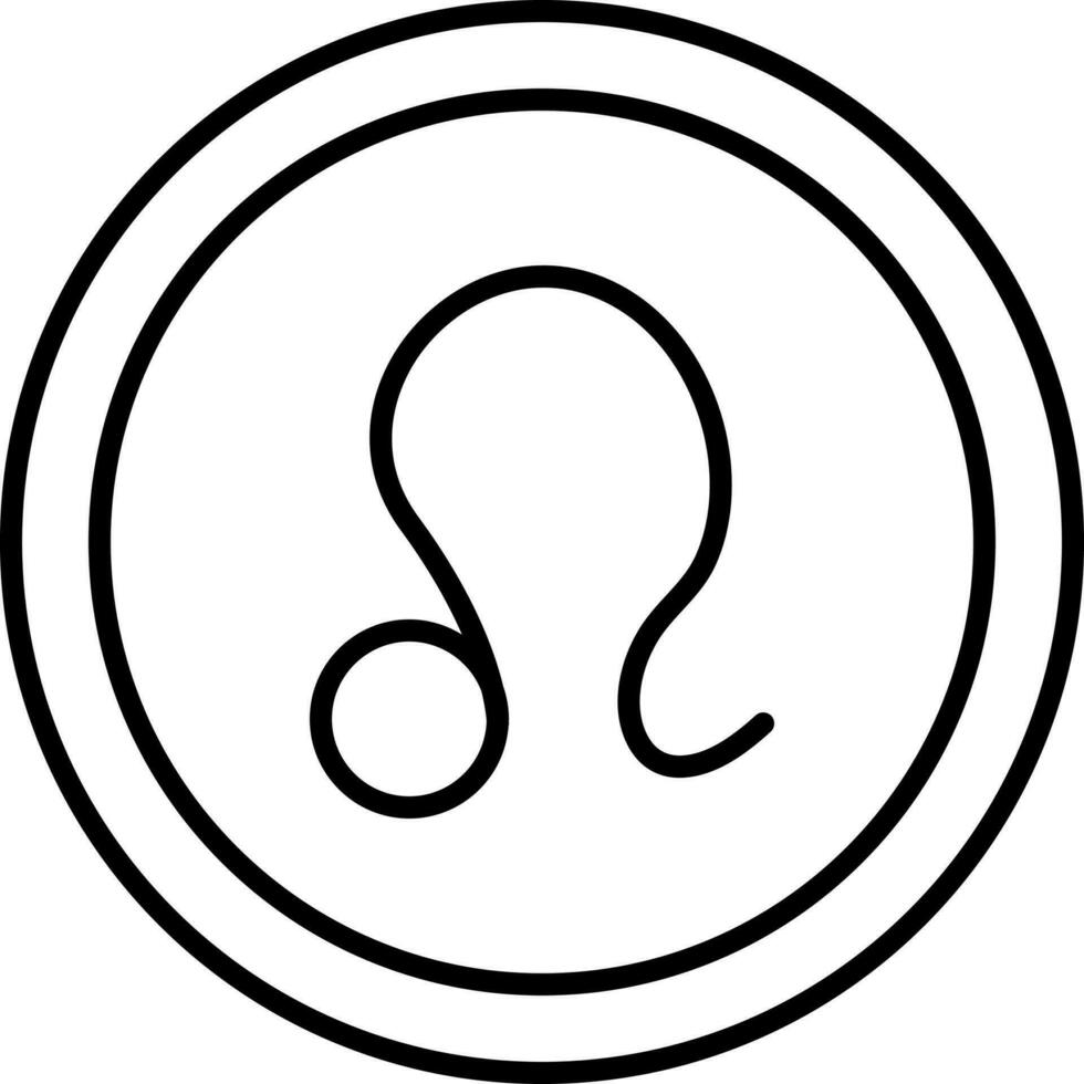 Linear Style Leo Zodiac Symbol On Round Icon. vector