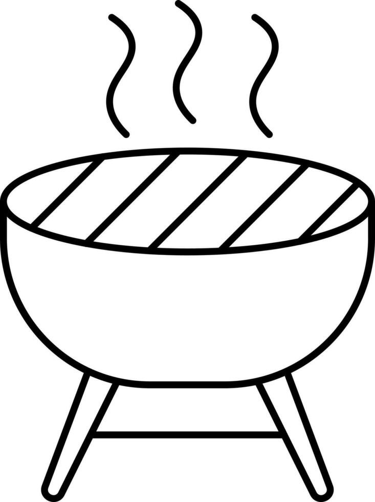 Hot Kettle Grill Icon In Linear Style. vector