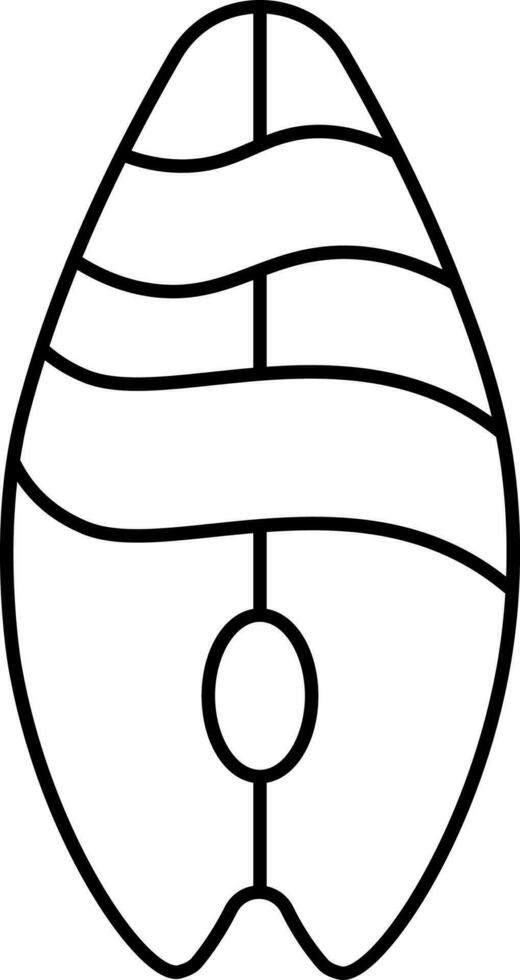 Black Outline Surfboard Icon or Symbol. vector