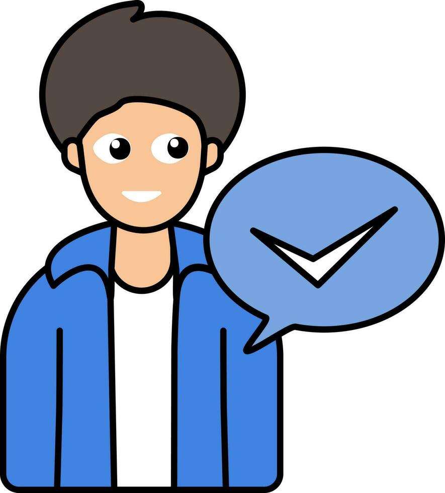 plano ilustración de aprobar hombre azul y blanco icono. vector