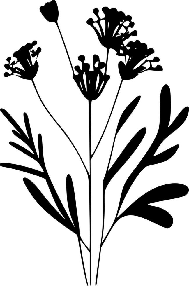 Floral, Black and White Vector illustration