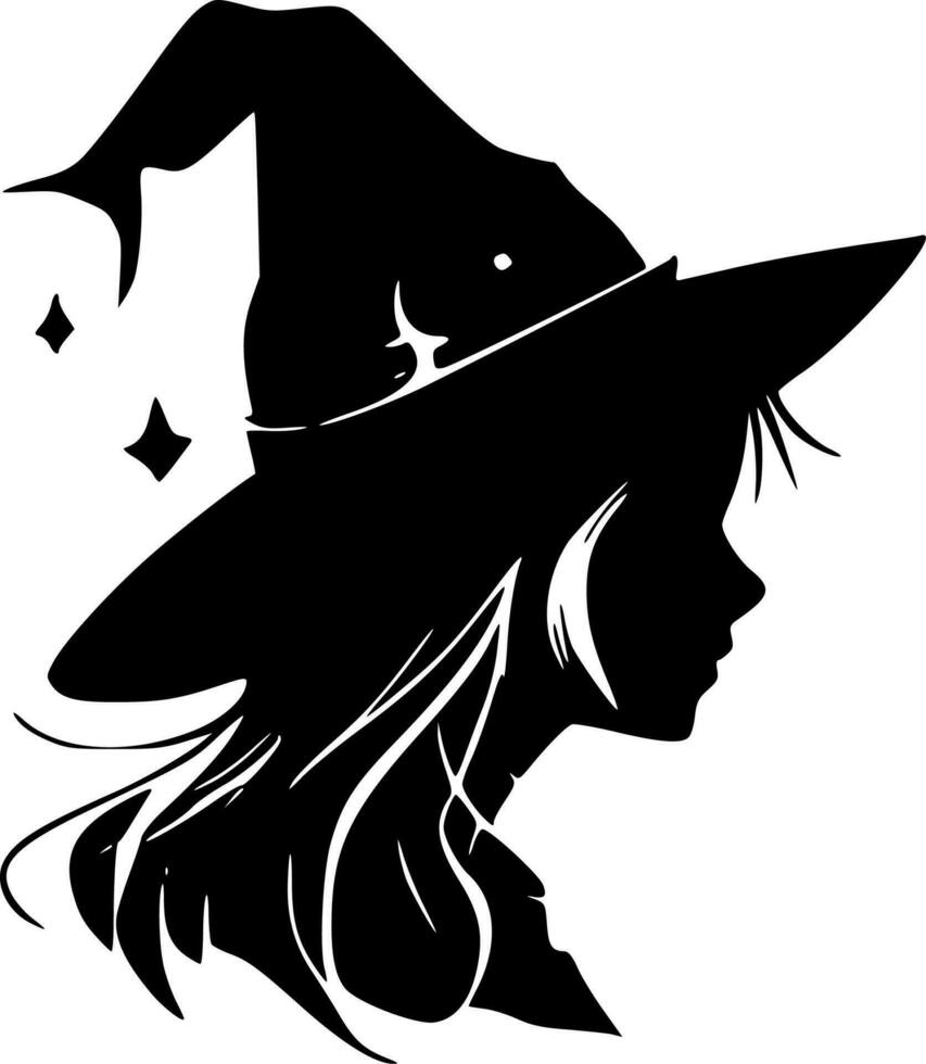 Witch, Black and White Vector illustration