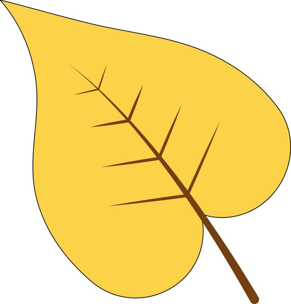 Heart Shape Leaf Icon In Yellow Color. vector