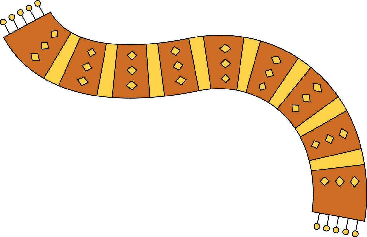 Orange And Yellow Scarf Icon In Rhombus And Stripe Pattern. vector