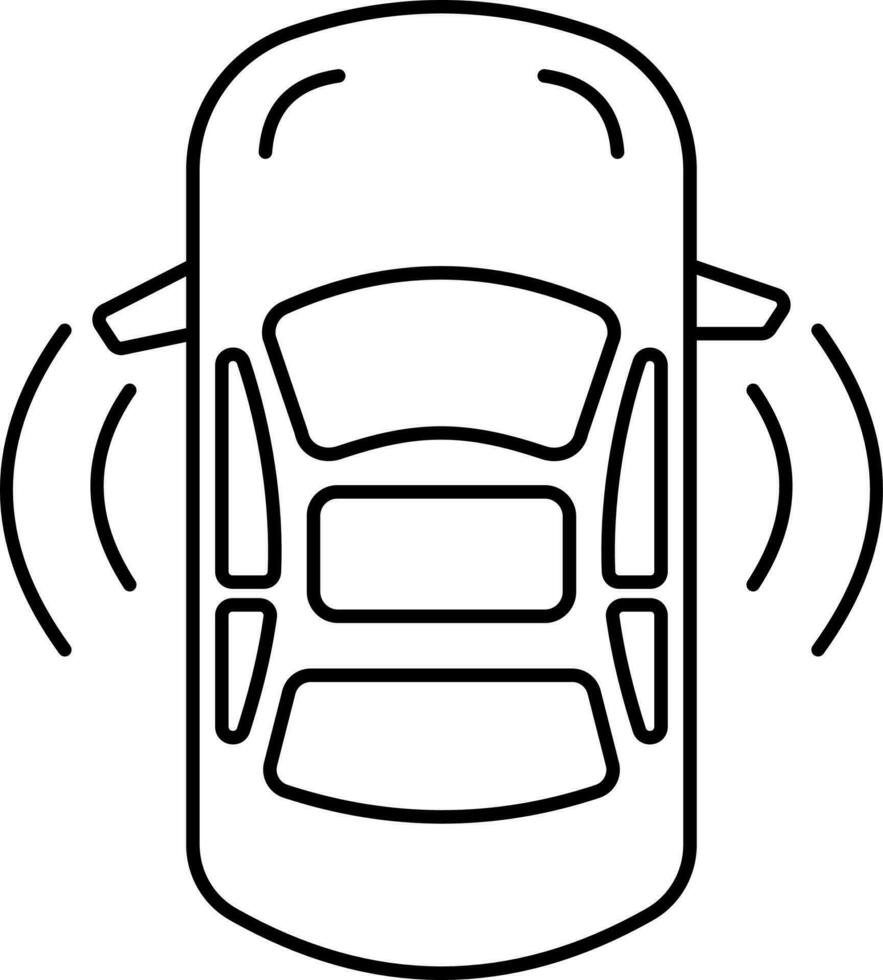 Autonomous Car Icon In Black Outline. vector