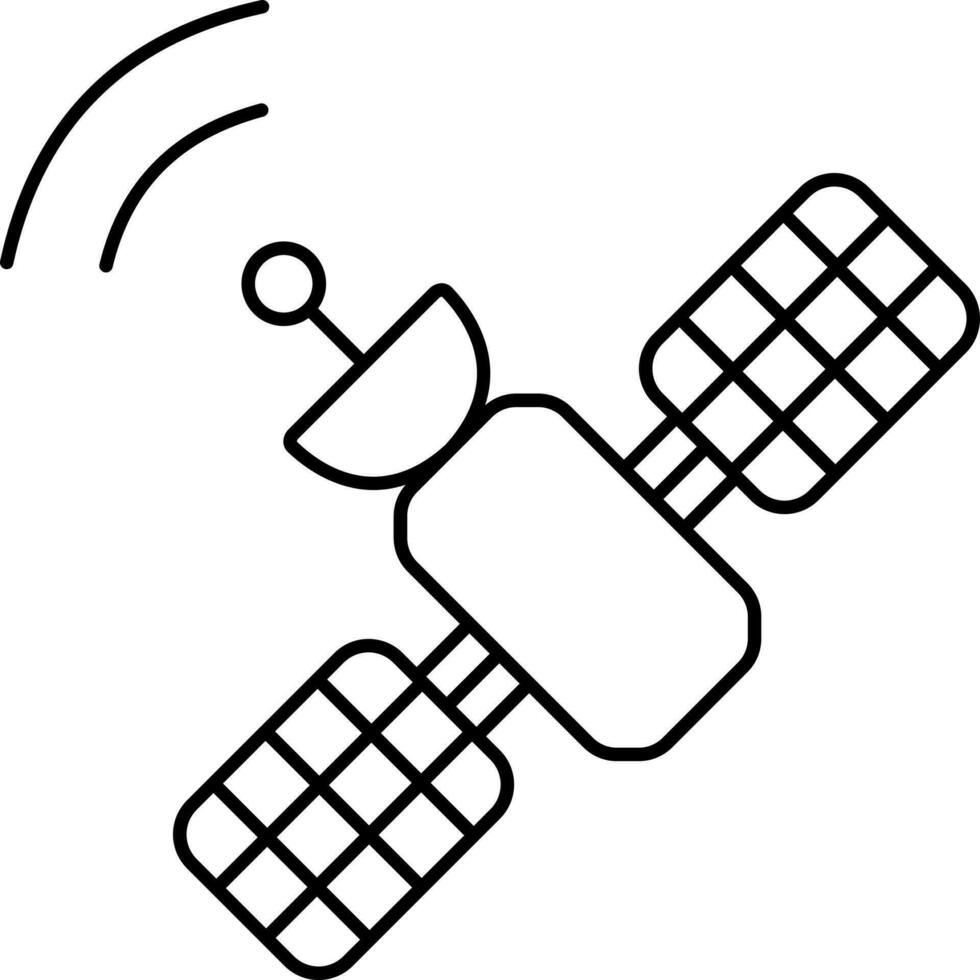 Illustration Of Satellite Icon In Black Outline. vector