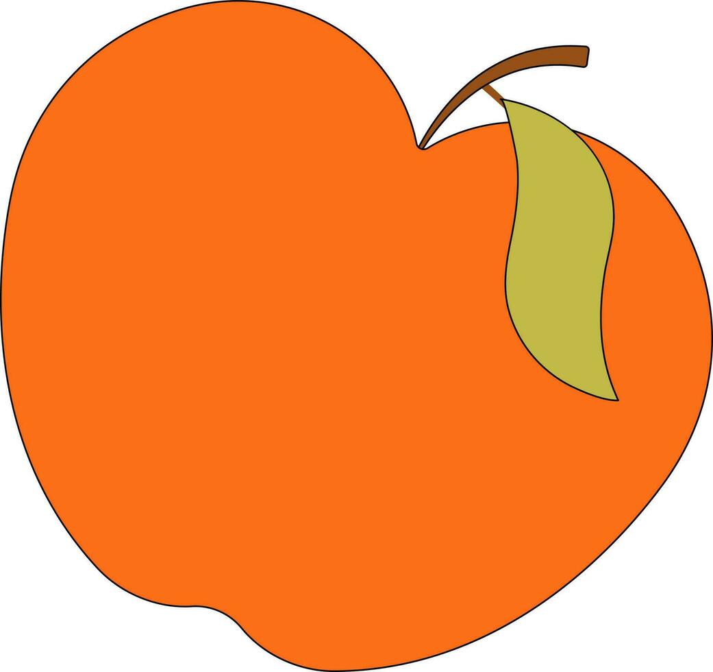 Flat Apple Icon In Orange Color. vector