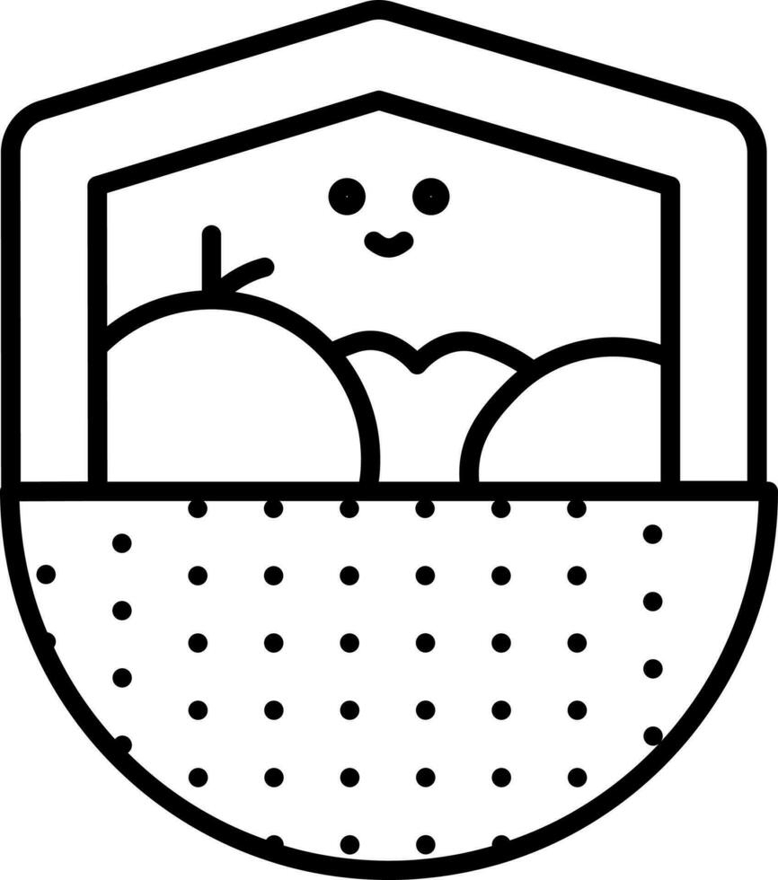 Cute Vegetable And Fruit In Basket Linear Icon. vector