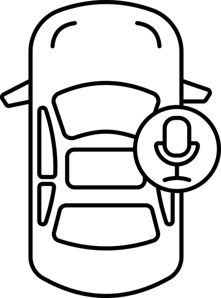 Microphone With Car Icon In Line Art. vector
