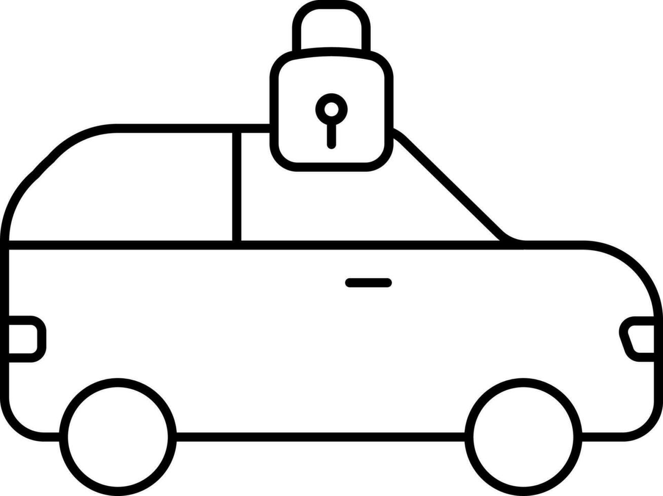 Car Lock Icon In Black Line Art. vector